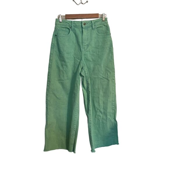 Wild Fable Womens Y2K Green Lace Pockets Highest Rise Wide Leg Ankle Jeans Sz 2 - Picture 3 of 11